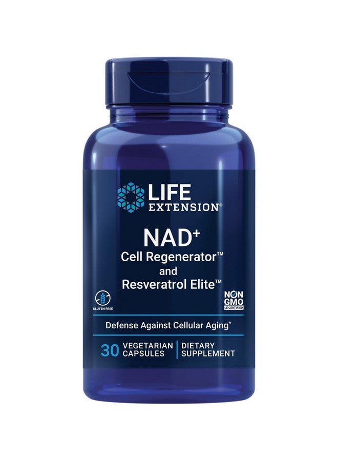 لايف إكستنشن Life Extension NAD+ Cell Regenerator and Resveratrol Elite, NIAGEN nicotinamide riboside, Trans-resveratrol, quercetin, Fisetin, لإطالة العمر والطاقة والإجهاد التأكسدي، 30 كبسولة نباتية - Image 1