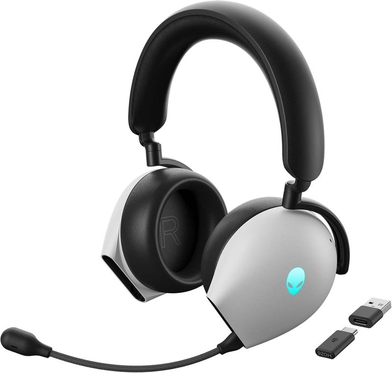 Alienware AW920H Tri-Mode Wireless Gaming Headset - Dolby Atmos Virtual Surround Sound, Active Noise Cancelling, AI-Driven Noise-Cancelling Microphone, USB-C Wireless Dongle - Lunar Light, Large - Image 1