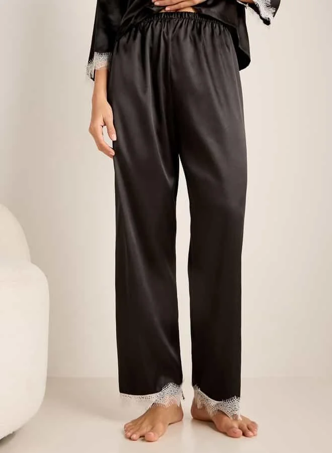 Splash FAV Lace Detailed Shirt and Pyjama Set