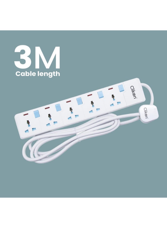 Clikon 5-Way Extension Socket White 3meter - Image 4