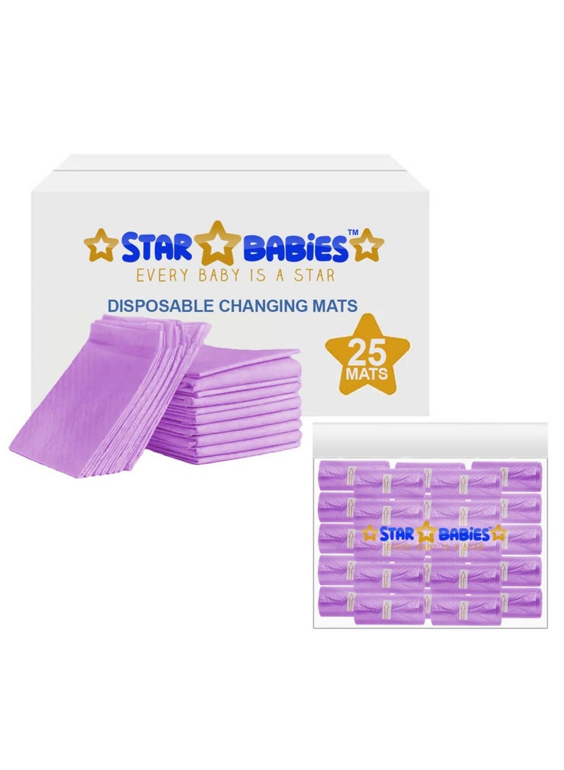 STAR BABiES Disposable Chaging Mat Pack Of 25 Scented Bag Pack Of 25 - Lavender  - Image 1