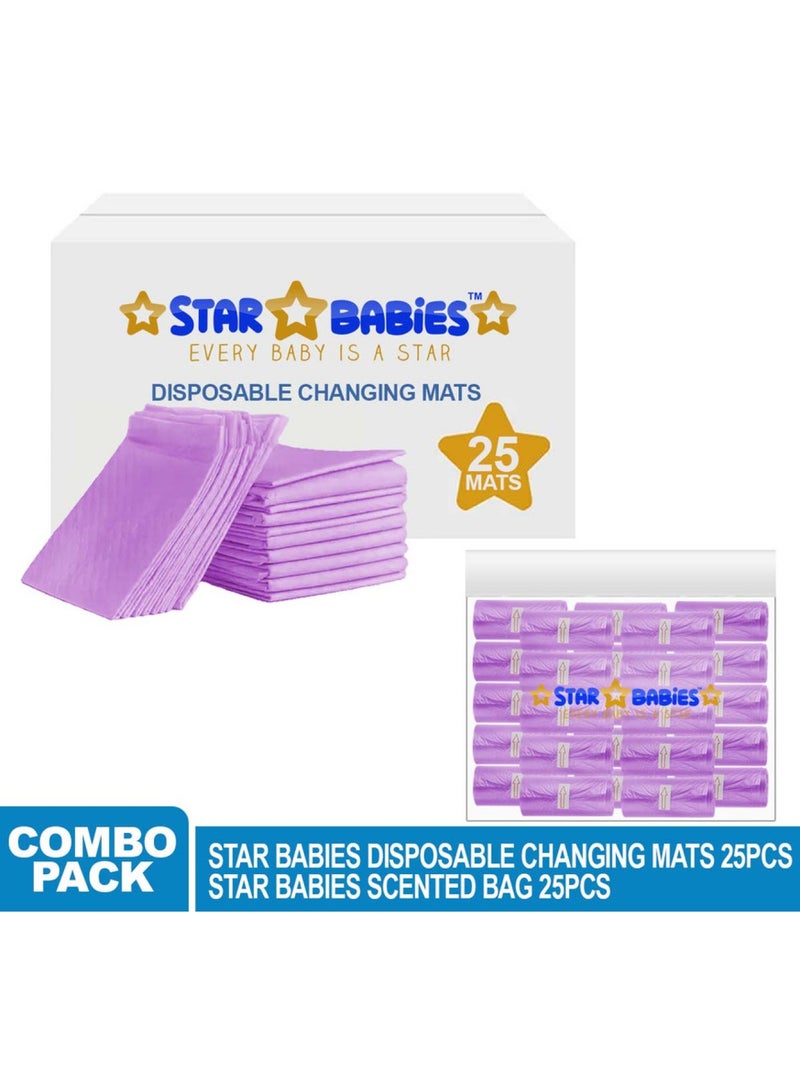 STAR BABiES Disposable Chaging Mat Pack Of 25 Scented Bag Pack Of 25 - Lavender  - Image 2