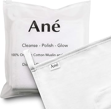 Ane An 3 Double Sided Organic Cotton Muslin and Microfibre Cleansing and Exfoliating Flannel Face Cloth for Cleansing Makeup Remover and Gentle Face Exfoliation - Image 4