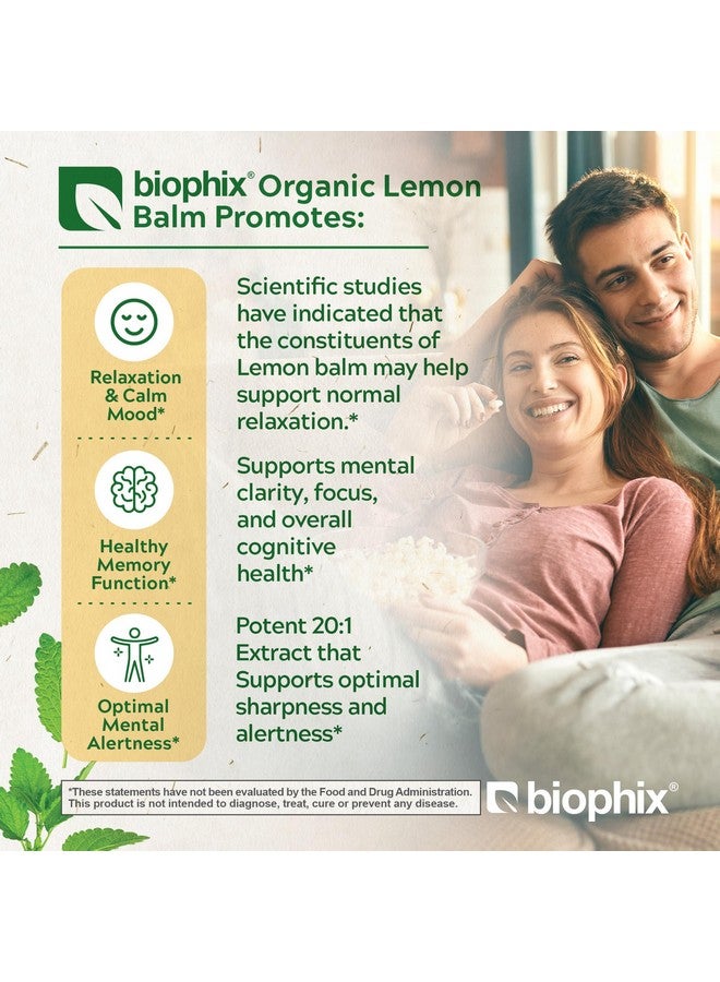 biophix Lemon Balm Capsules USDA Organic 20:1 Extract 300 mg 200 Veggie Caps - Cognitive Health Stress Sleep Mood Support Natural Herbal Supplement - Image 2