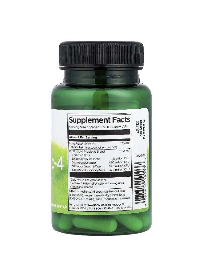 SWANSON سوانسون، بروبيوتيك-4، 60 كبسولة نباتية EMBO® - Image 2