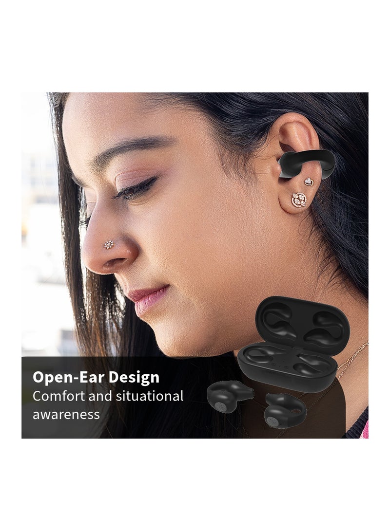 Swiss Military Delta Active Noise Cancelling Earbuds - Air Conduction Technology, Smart Touch Sensors, 100 Precise Power Indicator, 5 Hr Music Time, Compatible with Android/iOS - Black