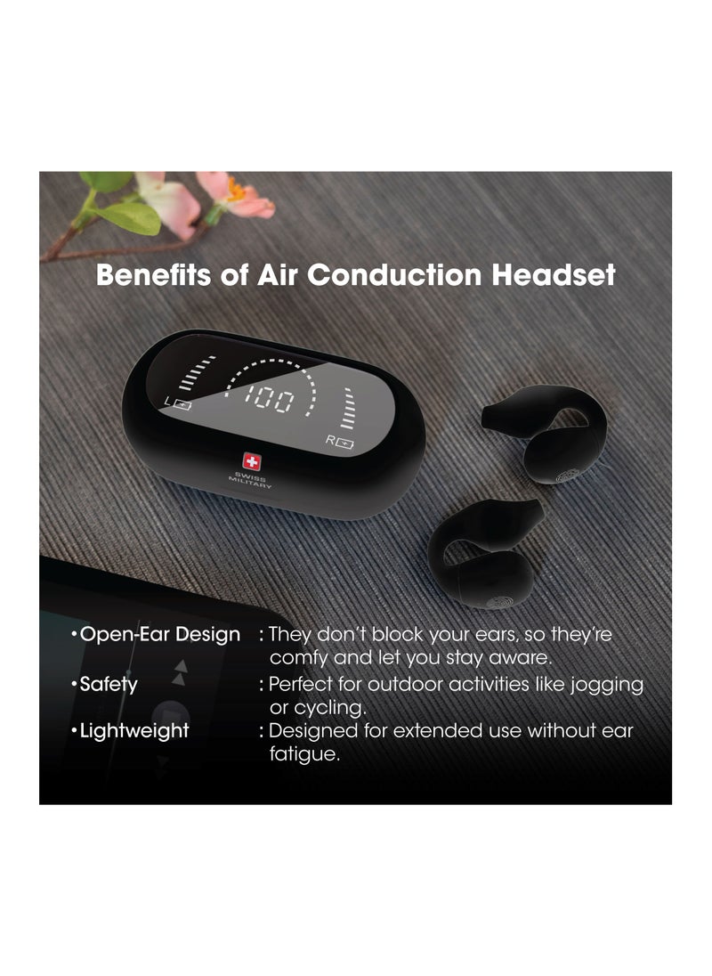 SWISS MILITARY Swiss Military Delta Active Noise Cancelling Earbuds - Air Conduction Technology, Smart Touch Sensors, 100 Precise Power Indicator, 5 Hr Music Time, Compatible with Android/iOS - Black  - Image 4