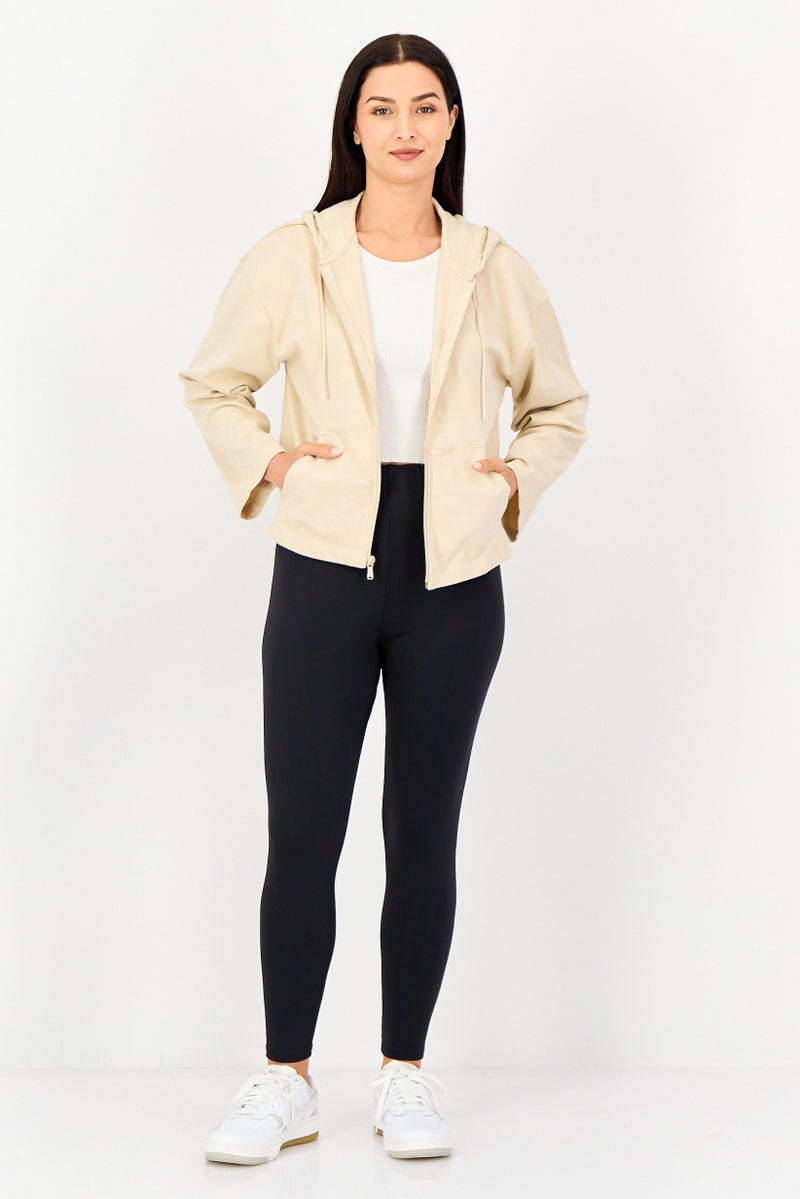 Nike Women Loose Fit Long Sleeve Outdoor Hoodie, Beige - Image 2