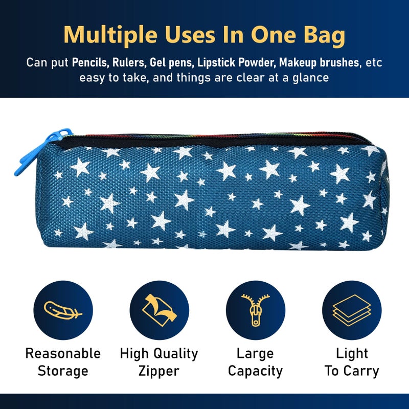 Kuber Industries Makeup Pouch | Rexine Cosmetic Pouch | Jewellery Utility Pouch | Toiletry Pouch for Girls | Travel Makeup Pouch for Girls | Storage Makeup Bag | Star Makeup Pouch | Pack of 3 | Blue - Image 4