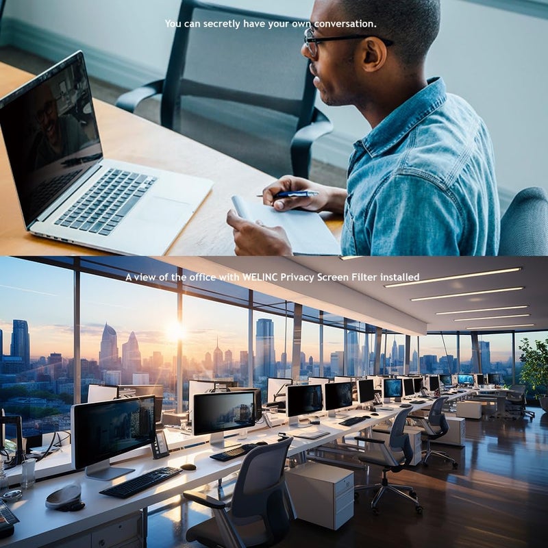 WELINC 27 Inch - 16:9 Aspect Ratio - Computer Privacy Screen Filter for Widescreen Monitor - Anti-Glare - Anti-Scratch Protector Film - Protects Your Eyes from Harmful Glare and Blue Light - Image 5