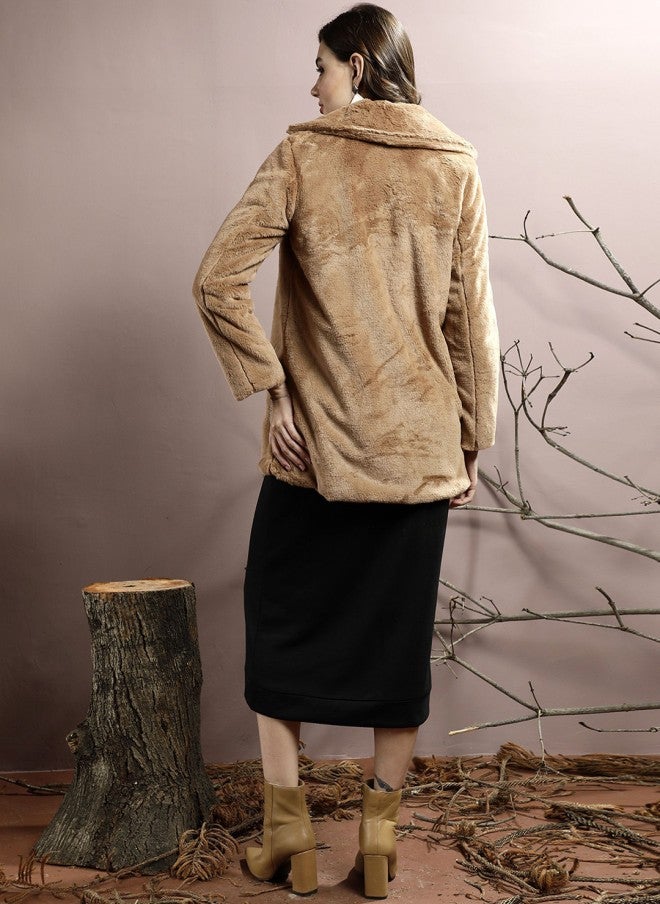 Athena معطف طويل بطول الورك من الفرو الصناعي للنساء - Image 5