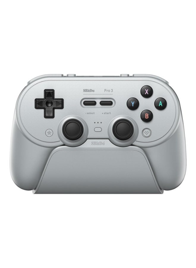 8Bitdo Pro 3 Bluetooth Controller for Switch/Switch 2 – TMR Joysticks, Swappable ABXY Buttons, Pro Back Buttons, Charging Dock, Hall Effect Triggers, for Windows, Apple, SteamOS, Android - Gray - Image 1