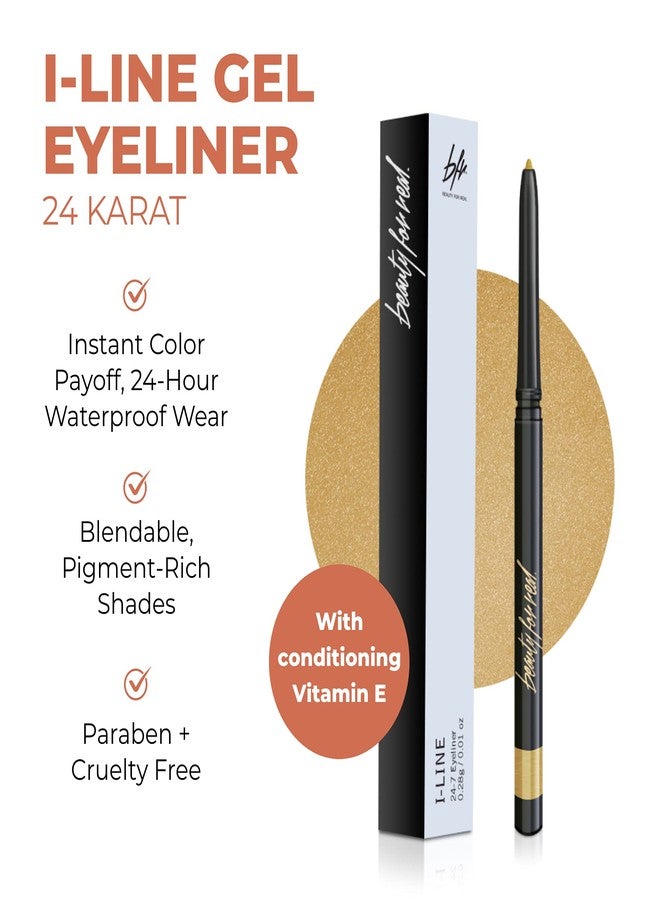 Beauty For Real I-Line 24-7 Eyeliner, 24 Karat - Metallic Gold - Long-Wearing, Waterproof Gel Formula - Safe for Sensitive Eyes & Contact Lens Wearers - 0.01 oz - Image 2