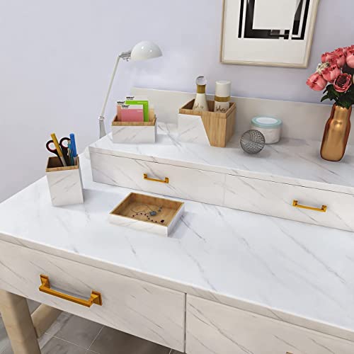 COSMOS STAR Oil Proof Wallpaper,Kitchen Backsplash Wall Protector High Temperature Resistant Self-Adhesive Sticker(24X60, White Grey Mrble) - Image 2