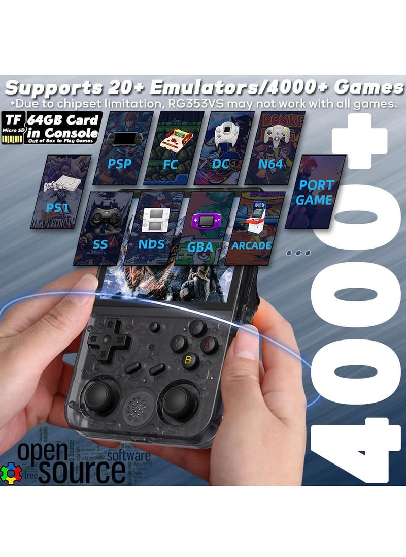ANBERNIC  - RG353VS Retro Handheld Game Console, Linux System RG3566 3.5-inch IPS Screen, with 64G TF Card Pre-Installed 4452 Games, Supports 5G WiFi 4.2 Bluetooth Online Fighting, Streaming and HDMI (Black) - Image 1