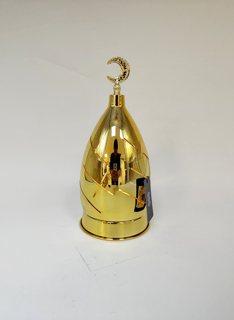 Living Distinctive hollowed out golden Ramadan lantern, decorated with an Islamic crescent moon - Image 3