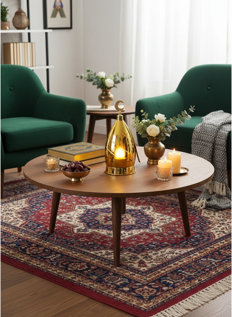 Living Distinctive hollowed out golden Ramadan lantern, decorated with an Islamic crescent moon - Image 2