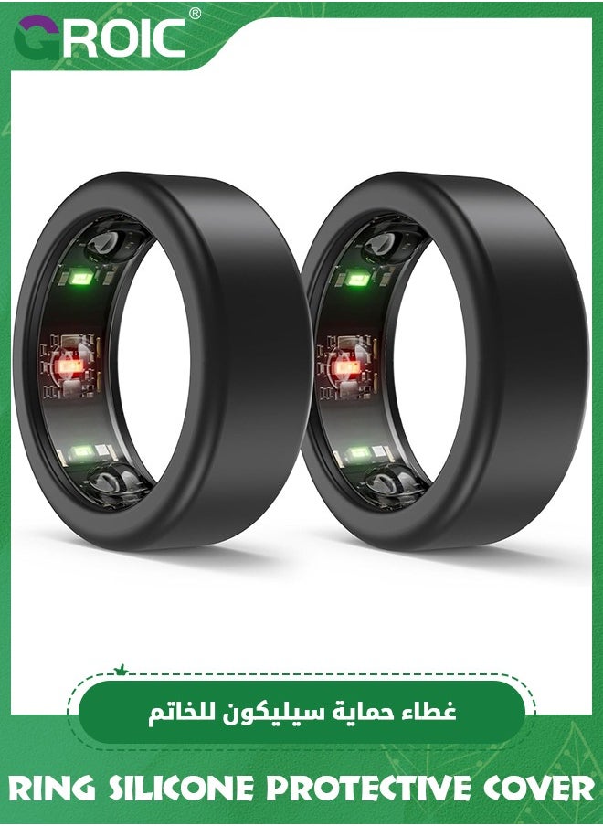 GROIC 2 Packs Black 6-9 Galaxy Ring/Oura Ring/Ultrahuman Ring Air Protector, Silicone Cover Anti-Scratch Working Out for Galaxy Ring/Oura Ring Gen 3/Ultrahuman Ring/Ring Conn  - Image 1