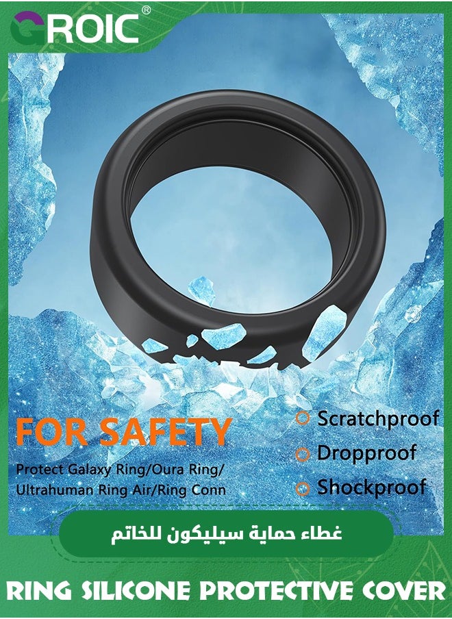 GROIC 2 Packs Black 6-9 Galaxy Ring/Oura Ring/Ultrahuman Ring Air Protector, Silicone Cover Anti-Scratch Working Out for Galaxy Ring/Oura Ring Gen 3/Ultrahuman Ring/Ring Conn  - Image 4