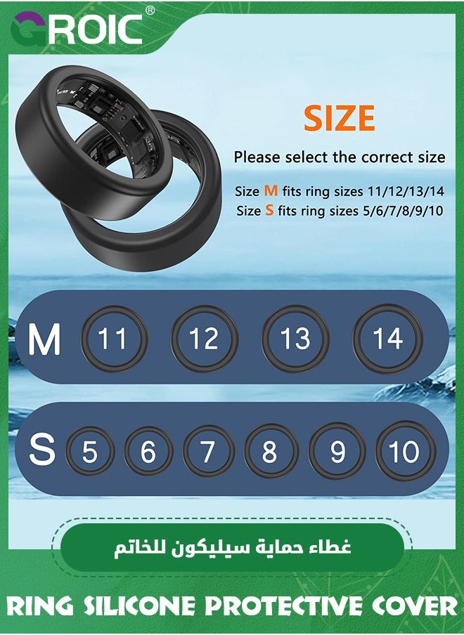 GROIC 2 Packs Black 6-9 Galaxy Ring/Oura Ring/Ultrahuman Ring Air Protector, Silicone Cover Anti-Scratch Working Out for Galaxy Ring/Oura Ring Gen 3/Ultrahuman Ring/Ring Conn  - Image 2