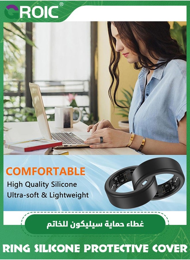 GROIC 2 Packs Black 6-9 Galaxy Ring/Oura Ring/Ultrahuman Ring Air Protector, Silicone Cover Anti-Scratch Working Out for Galaxy Ring/Oura Ring Gen 3/Ultrahuman Ring/Ring Conn  - Image 5