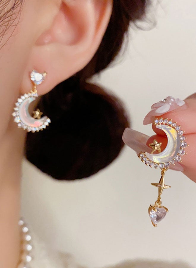 TUNKE Elegant Moon & Star Earrings – Asymmetric Design, Lightweight & Comfortable for Daily Wear - Image 1