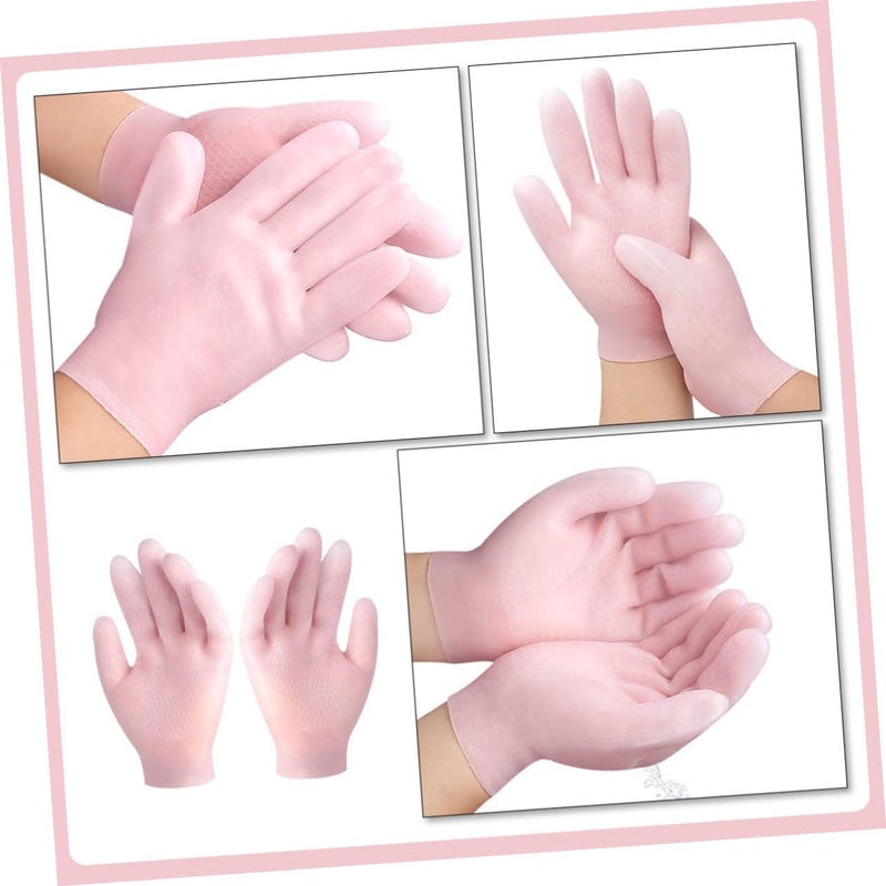 1pair Moisturizing Gloves for Dry Hands Sebs Cracking Hand Covers Breathable and Skin-Friendly Design for Intensive Hydration for Day Night Use Pink - Image 3