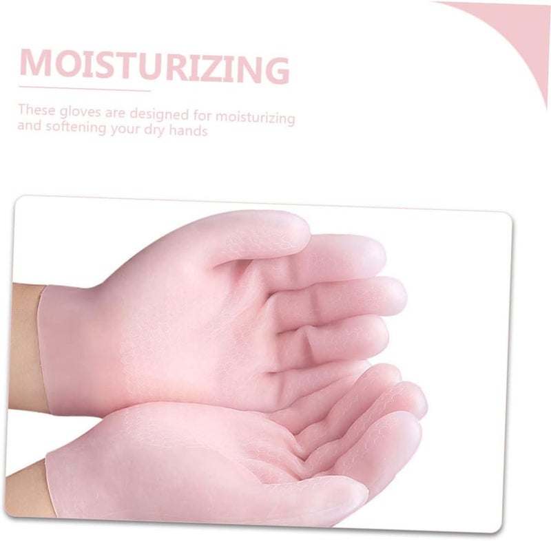 1pair Moisturizing Gloves for Dry Hands Sebs Cracking Hand Covers Breathable and Skin-Friendly Design for Intensive Hydration for Day Night Use Pink - Image 2