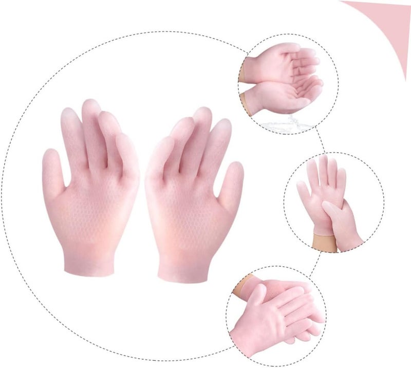 1pair Moisturizing Gloves for Dry Hands Sebs Cracking Hand Covers Breathable and Skin-Friendly Design for Intensive Hydration for Day Night Use Pink - Image 4
