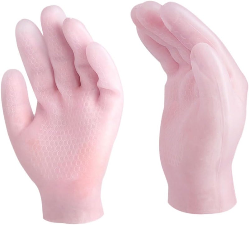1pair Moisturizing Gloves for Dry Hands Sebs Cracking Hand Covers Breathable and Skin-Friendly Design for Intensive Hydration for Day Night Use Pink - Image 1