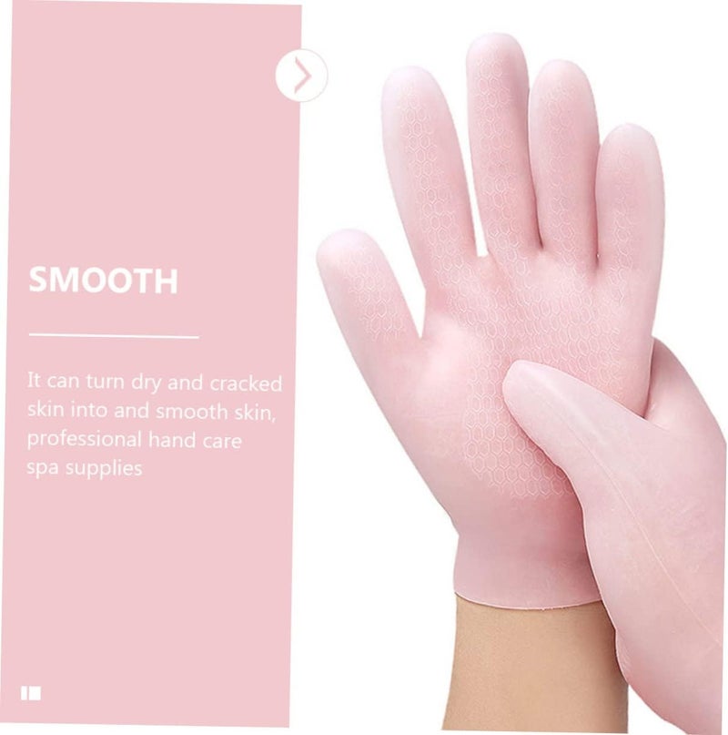 1pair Moisturizing Gloves for Dry Hands Sebs Cracking Hand Covers Breathable and Skin-Friendly Design for Intensive Hydration for Day Night Use Pink - Image 5