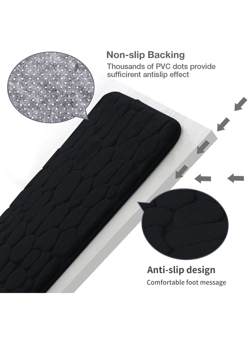 XiuWoo Memory Foam Runner Rug, Cobblestone Bathroom Runner Rugs Super Water Absorbent Bath Mats for Bathroom Machine Washable Bath Rugs Runner for Hallway Bedroom Laundry Room - Image 4