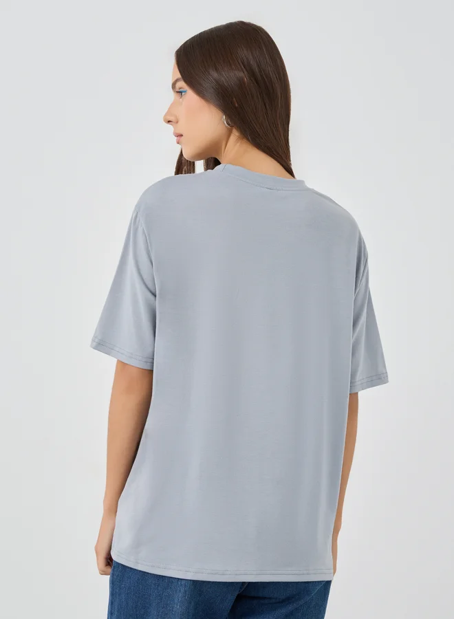 Take Two Take Two Embroidered Detail Oversized T-Shirt