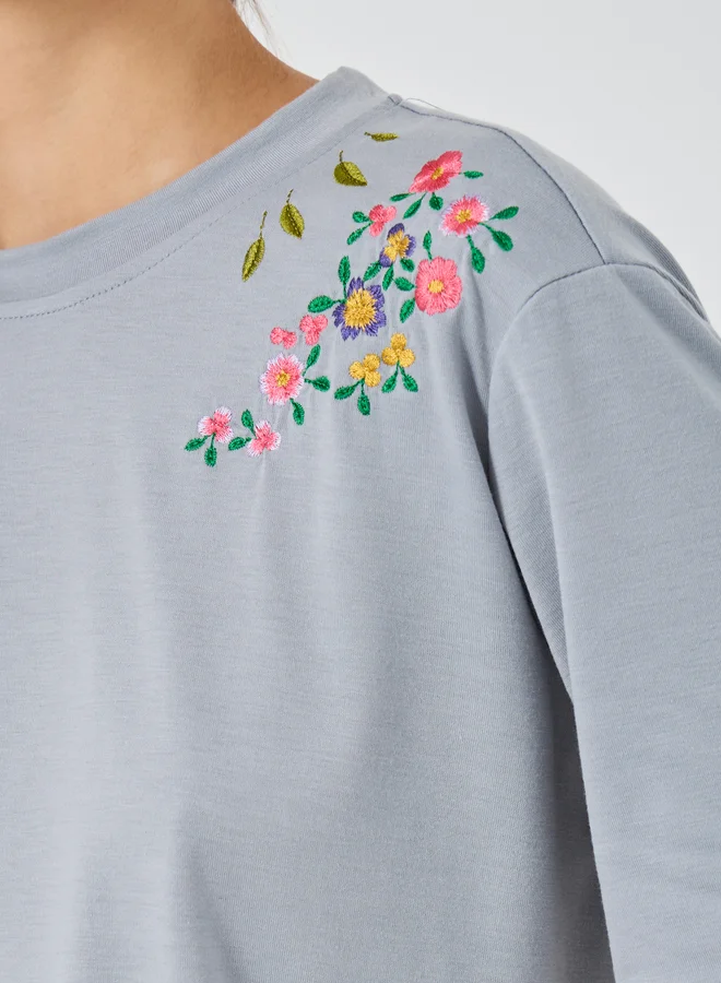 Take Two Take Two Embroidered Detail Oversized T-Shirt