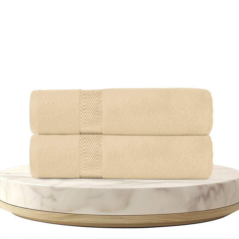Rest مجموعة من 2 منشفة حمام من الكتان والقطن 70x140 سم ، 27x55 بوصة مجموعة مناشف فاخرة للفنادق قابلة للامتصاص ومتينة وخفيفة الوزن وقابلة للغسل وتجف بسرعة بجودة منتجع صحي لشاطئ البحر وحمام العائلة - Image 1