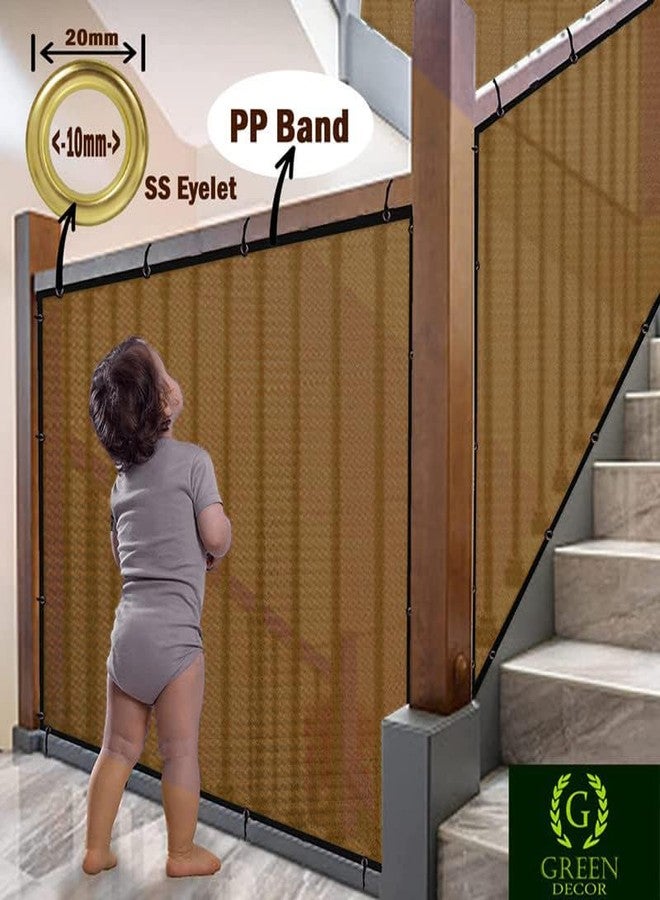 GREEN DECOR ديكور أخضر - قماش أحادي الخيوط - شبكة أمان للأطفال/شبكة خصوصية/شبكة شرفة داخلية مزخرفة مع شريط بوليستر، فتحات معدنية، ورباط للتثبيت - قطعة واحدة (لون بيج، 2 × 4 متر) - Image 4