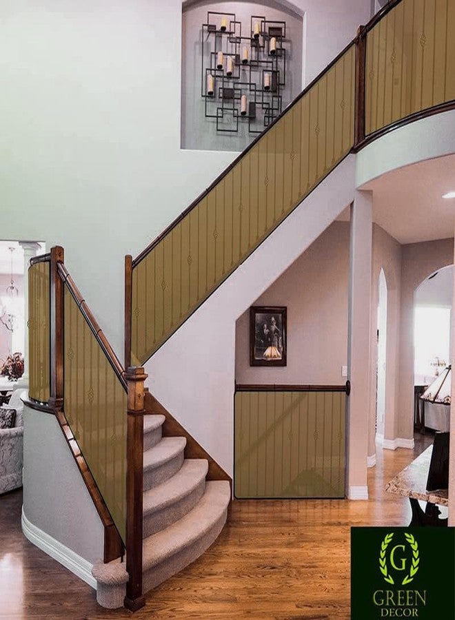 GREEN DECOR ديكور أخضر - قماش أحادي الخيوط - شبكة أمان للأطفال/شبكة خصوصية/شبكة شرفة داخلية مزخرفة مع شريط بوليستر، فتحات معدنية، ورباط للتثبيت - قطعة واحدة (لون بيج، 2 × 4 متر) - Image 2