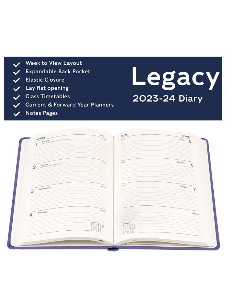 Collins Legacy Academic 2023-24 A6 Week to View Mid Year Diary Planner July 2023 to July 2024 - Pink