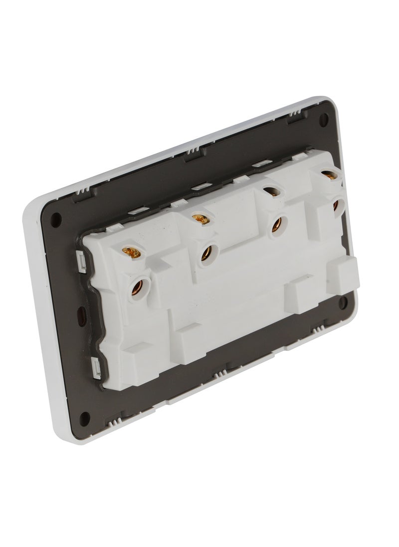 Epsilon - BS Double Socket with 2 Switch- EPSEL1504 with Indicator Lights, Stylish and Simple Design, Perfect for Home, Bedroom, Office, etc. White - Image 1