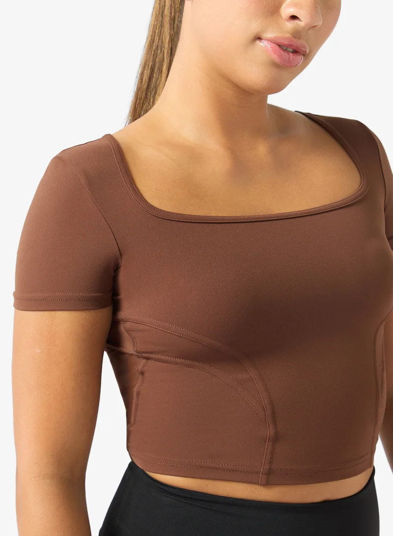 Frwd Brown Soft Touch Seamless Training Top with Mesh Back for Women | Best Price UAE