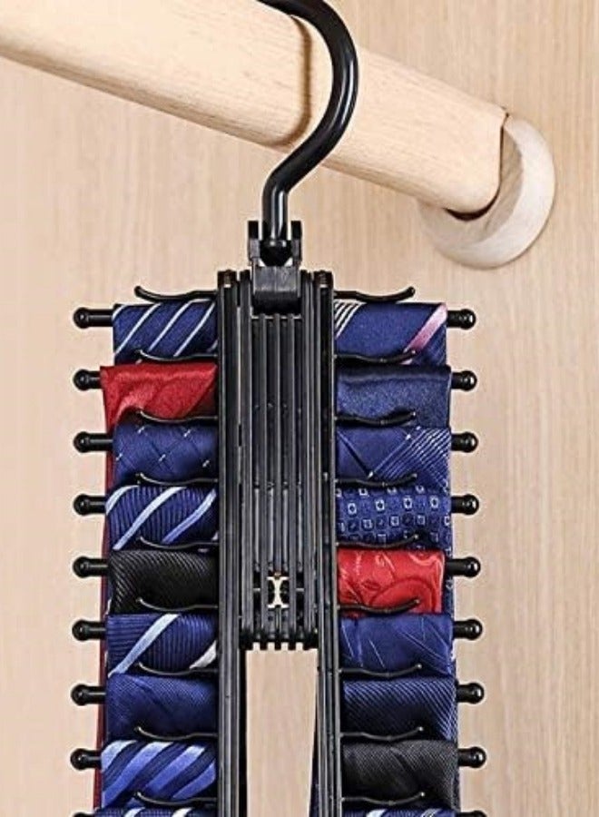 Mmmon 2Pack Rotation Tie Rack,Tie Rack Stores Up to 20 Ties Tie Hanger Belt Storage Hanger Rack Tie Clip Set for Men Cabinet Space Saving Rack Rack  - Image 2