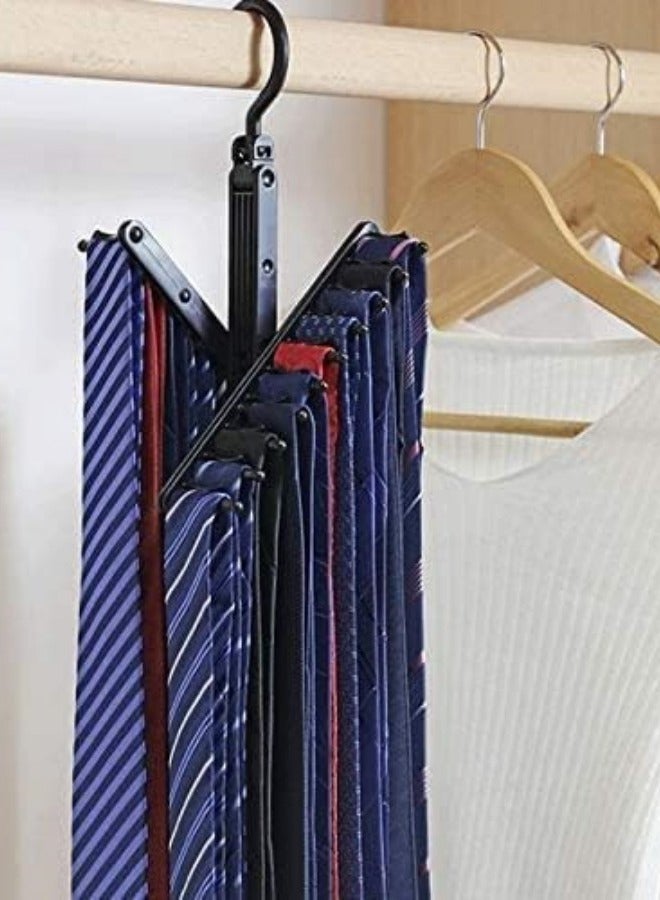 Mmmon 2Pack Rotation Tie Rack,Tie Rack Stores Up to 20 Ties Tie Hanger Belt Storage Hanger Rack Tie Clip Set for Men Cabinet Space Saving Rack Rack  - Image 3