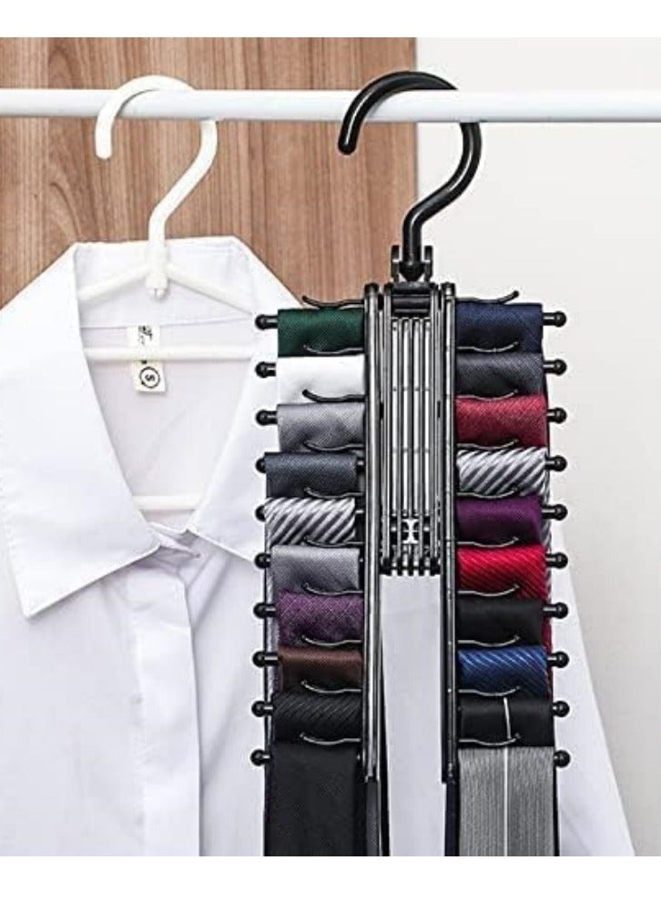 Mmmon 2Pack Rotation Tie Rack,Tie Rack Stores Up to 20 Ties Tie Hanger Belt Storage Hanger Rack Tie Clip Set for Men Cabinet Space Saving Rack Rack  - Image 4
