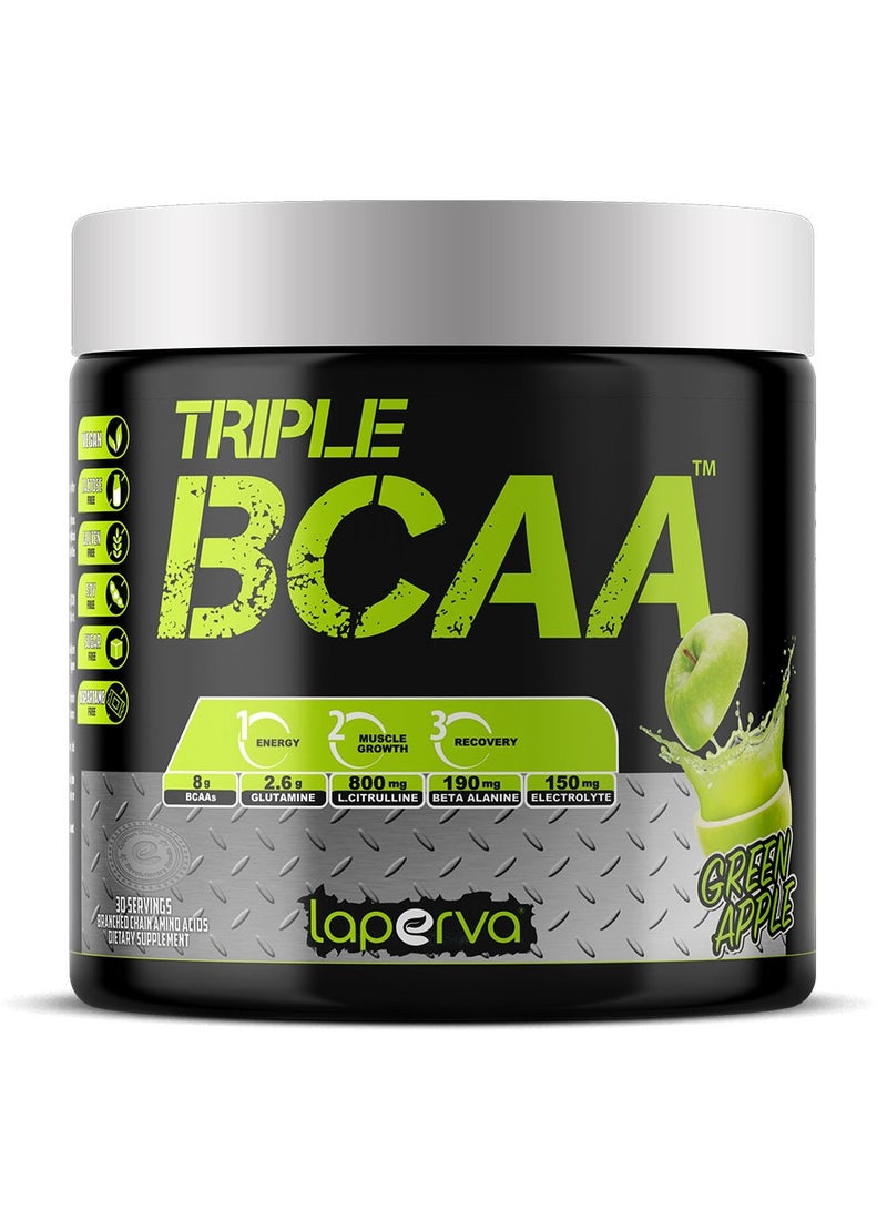 Laperva Triple BCAA, Green Apple, 30, 7.5 G Of Bcaa 2:1:1 Ratio, Zero Fat, Zero Carbs and Zero Sugar