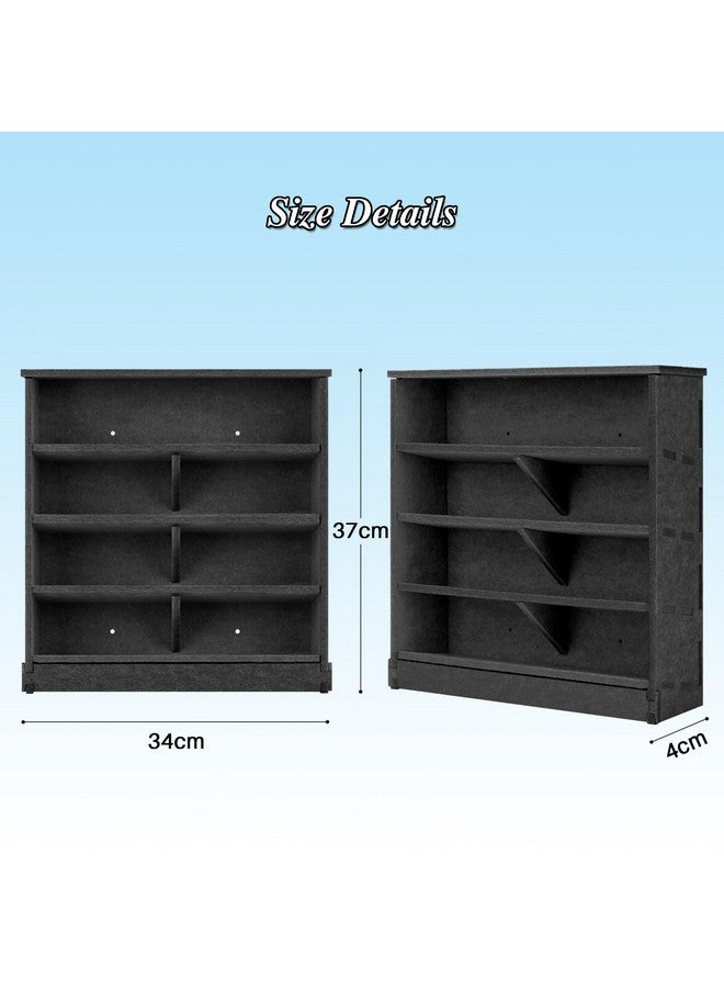 KISLANE Felt Monster Trucks Display Case, Wall-Mounted 16 Slot Storage Case, Groove Fixation Container Holder (Black - New Version) - Image 2