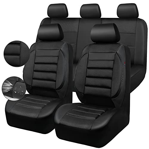 CAR PASS Breatherable Air Mesh Car Seat Covers Full Set, 3D Foam Back Support Automotive Seat Covers, All Season Car Seat Cover Fit Automotive,SUV,Sedan,Van, Airbag Compatible (Black) - Image 1
