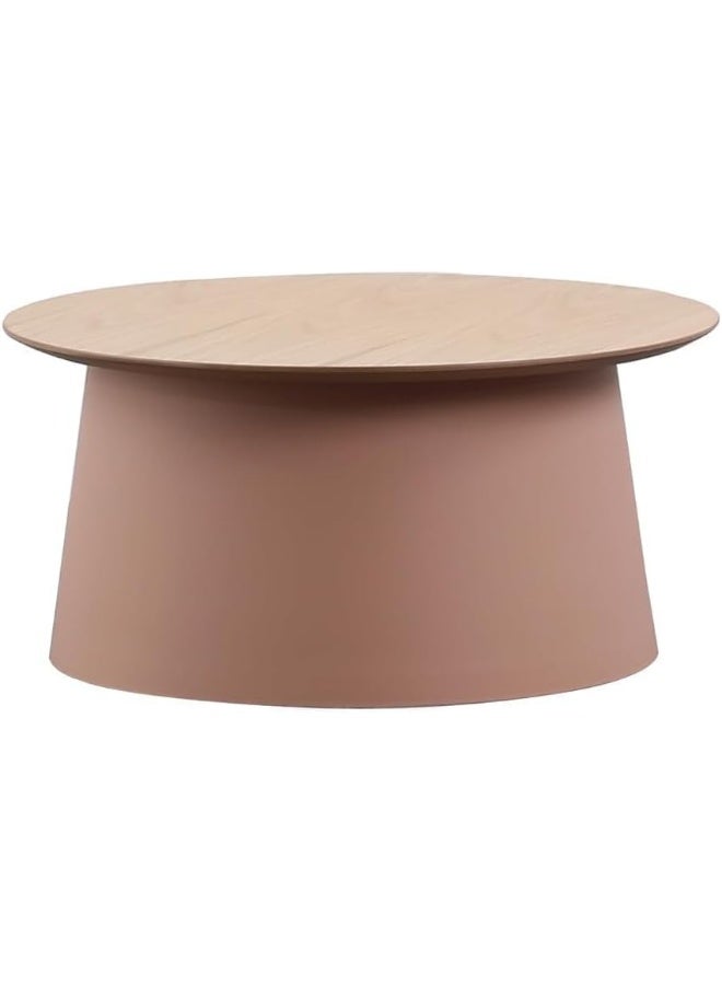 Daamudi KAI Round Table, Minimalist Center Table or Coffee Table for Home & Office, Low Sofa Side Table, End Table, Couch TeaTable for Living Room, Bedroom or Office Space (PINK, MEDIUM)