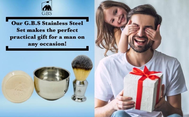 GBS Stainless Shaving Soap Bowl Synthetic Stainless Brush Luxurious Classy Modern Finish 3 Pieces - Image 5