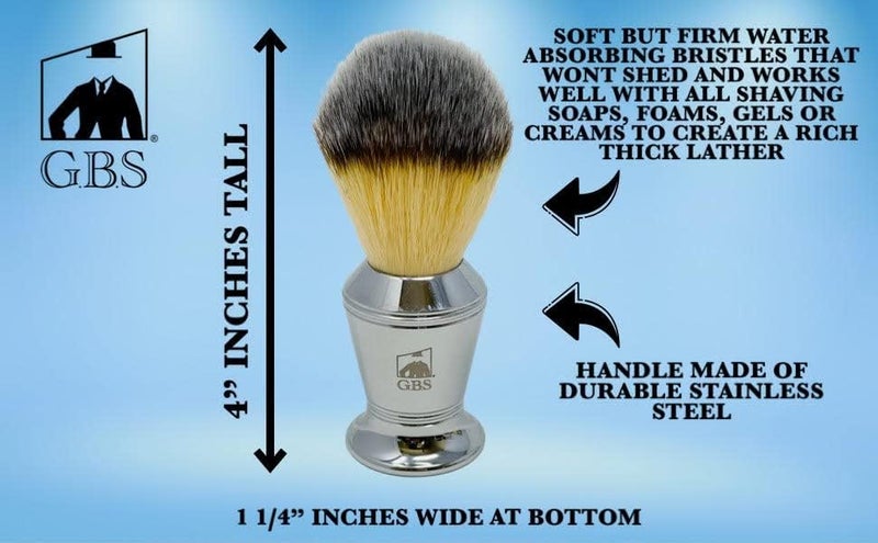 GBS Stainless Shaving Soap Bowl Synthetic Stainless Brush Luxurious Classy Modern Finish 3 Pieces - Image 3