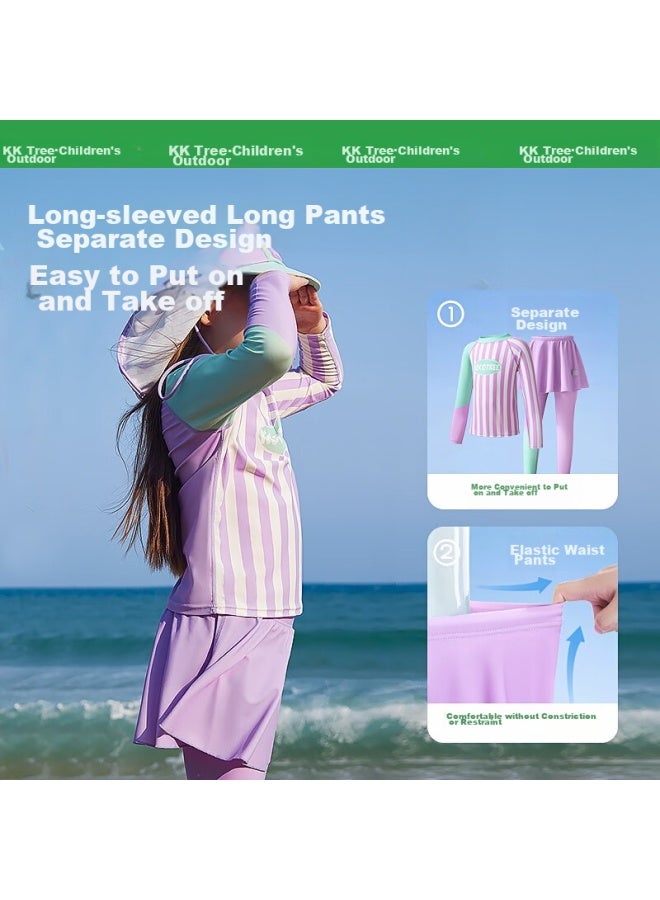 Kocotreekk Children's Swimwear, Girls' Two-piece Swimsuit, Class A Boys' And Girls' Long-sleeve Sun Protection Swimwear, For Older Children - Image 5